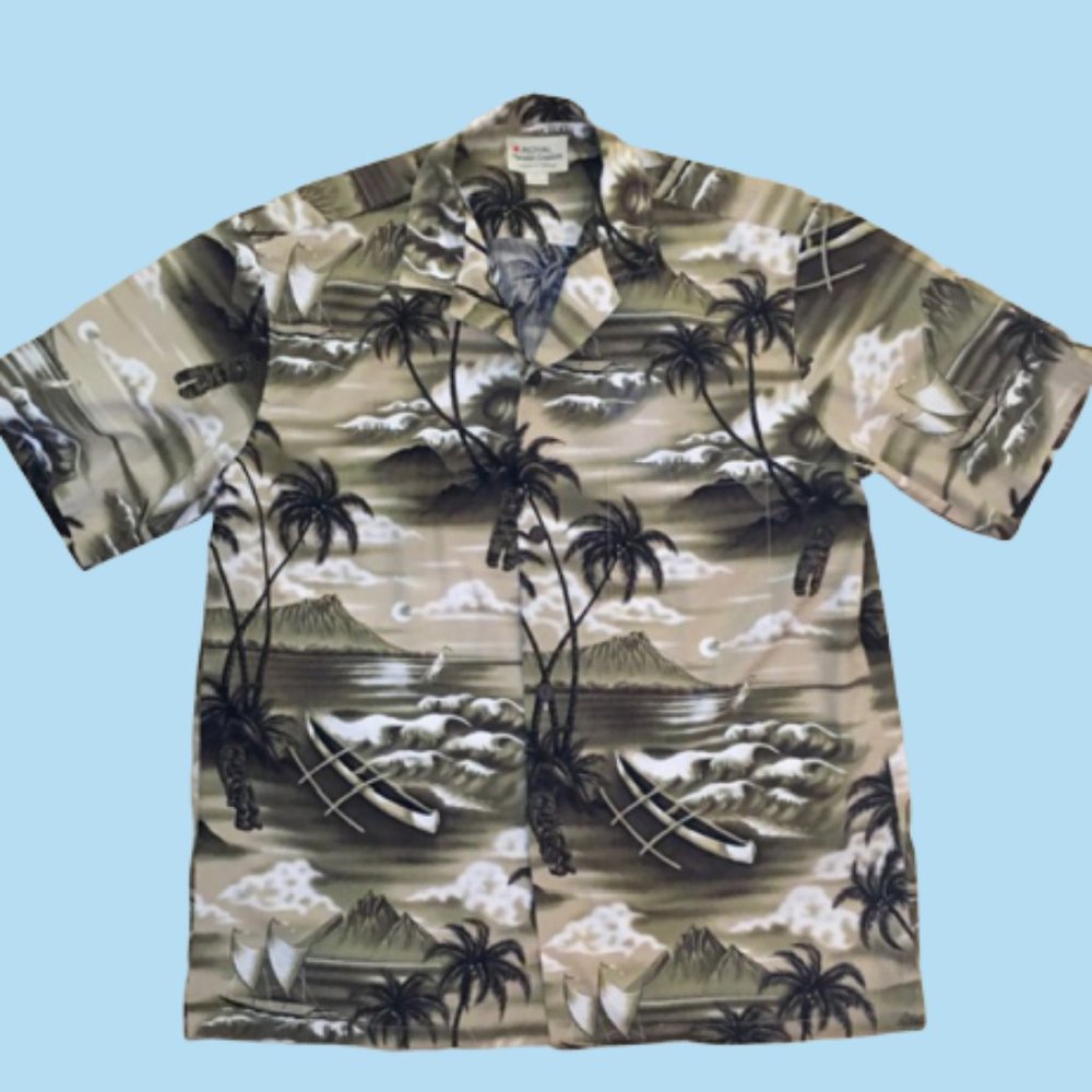 Royal Creations Shirt Vtg Hawaiian Earth Tones L